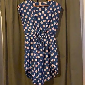 Blue drawstring slip dress